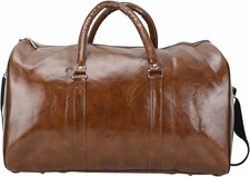 Mens Travel Holdall Duffle Bag Leather Weekend Overnight Bag