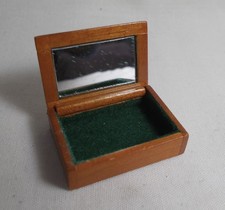 Dolls House Miniature HEIDI OTT LINED TEAK COLOUR WOODEN BOX WITH MIRROR
