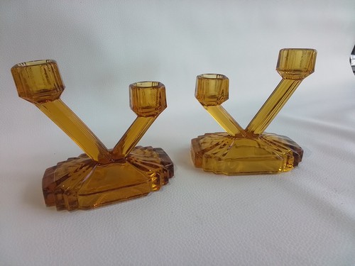 Bagley art deco amber glass - bagley,