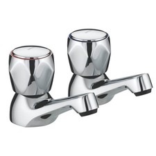Bristan Bathroom Basin Pillar Tap Chrome Round Head 65mm 1/4 Turn Operation Pair