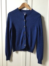 Toast Blue Mouline Wool/Cotton Cardigan, size XS