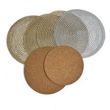 John Lewis Circular Round Braided & Corked Place Mats - New - A Bundle of 6