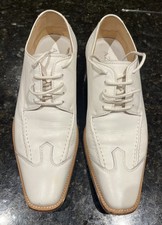 Men’s White Leather Fancy Dress/Saturday Night Fever/70s Disco Shoes Size 40/Uk6