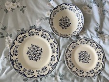 Royal Stafford Blue Floral French Toile Ceramic Dinner Side Plates Bowl Pottery