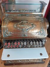 Antique National Cash Register Ornate Brass Till Stevesons Label Man Cave Pub...