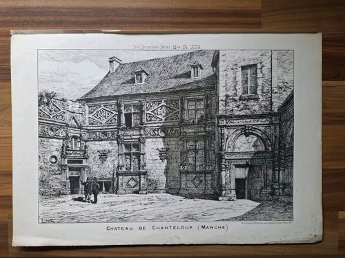 Antique lithograph chateu - antique, of