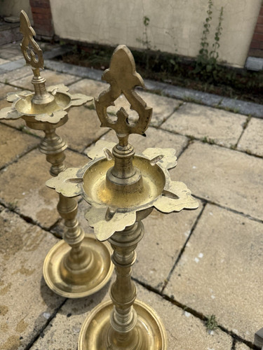 Brass candlesticks candle - candlesticks,