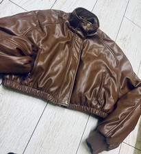 PLT Faux Leather chocolate Crop insulated Jacket Size uk 16 Plus