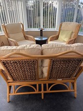 conservatory Whicker three piece suite two seater settee and two chairs