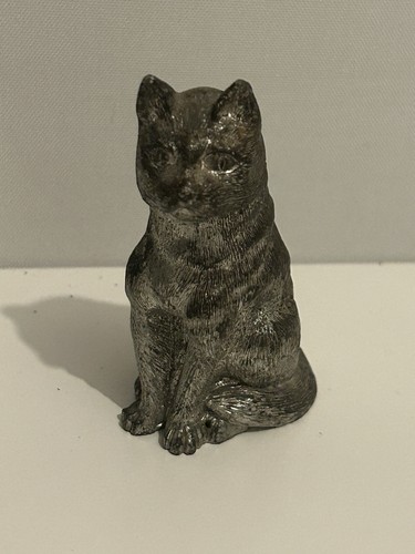 Vintage heavy cast metal cat