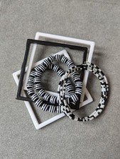 Mix Of Black & White Bangles & Bracelets, 3x Square Plastic, 3x Beaded