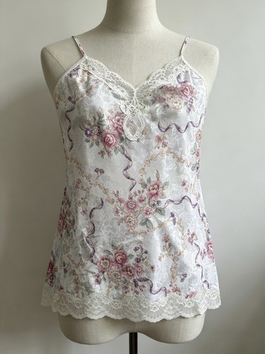 Vintage cream floral satin - vintage,
