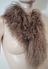 ADRIENNE LANDAU Women's Brown Mongolian Long Length Fur Lined Scarf