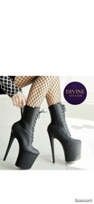 20 CM Extreme High Heels Platform Boots Lace Up Sexy Pole Dancing Black Matt