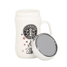 NEW STARBUCKS TRAVEL MUG CERAMIC COFFEE TEA CUP LID WORK HOT COLD DRINKS UK
