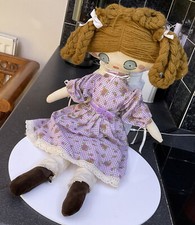 Large Retro 1970’s Vintage 30” Rag Doll Ragdoll Wool Hair