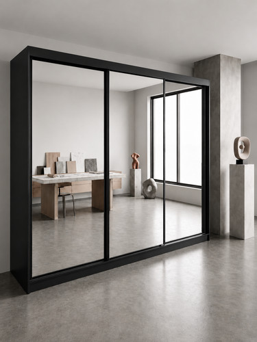 Maple full mirror sliding door - maple,