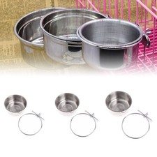 Stainless Steel Hang On Pet Bowls Crate Cage Food Dog Animal Feed Cat Bowl Water