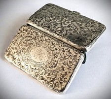 Edwardian Silver Hand Chased Acanthus Stamp Case Spurrier & Co Birmingham 1908