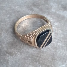 Mens 9ct Gold Black Onyx Ring