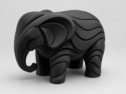 Black abstract elephant - black,
