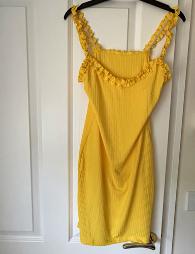 Yellow ribbed bodycon - yellow,