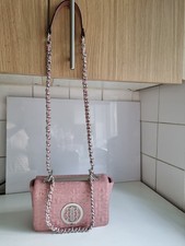 RIVER ISLAND WOMENS PINK PINK SILVER VEGAN SATCHEL CROSSBODY SHOULDER HANDBAG