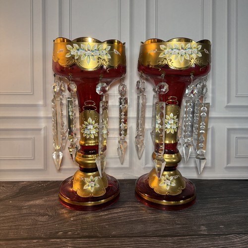 Pair vintage bohemian ruby - pair,