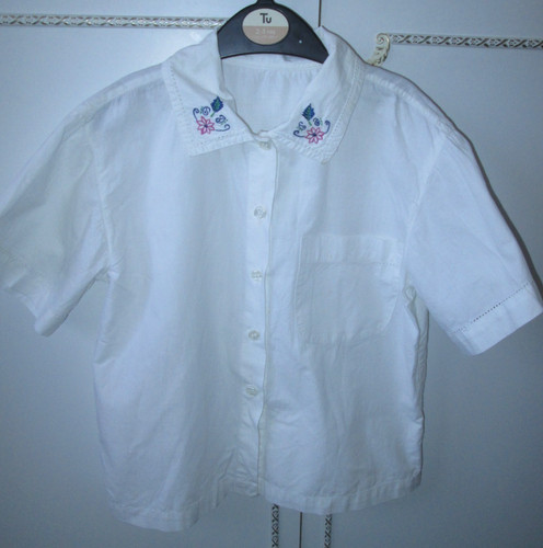 Girl white cotton - girl's, blouse