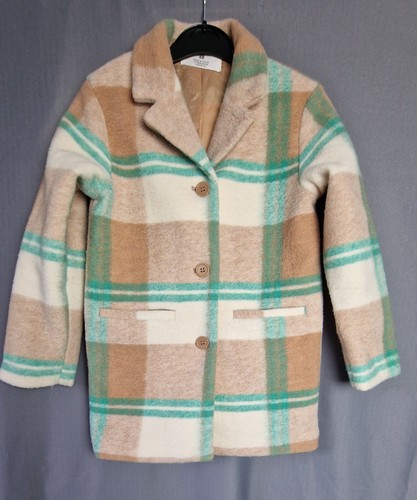 Girl plaid beige coat - beige,