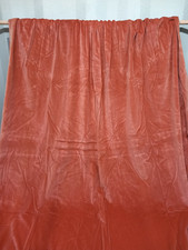 Large Cotton Velvet Curtains Peach Heavy Lined Drapes Vintage 90s  W66" x D71"