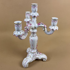 Vintage 4 Arm Candelabra Ceramic Candlestick Candle Stick Antique Holder Painted