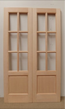 French Door Pair External Timber Wooden Hemlock GTP2P 6 Light Rebated Unglazed