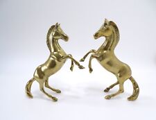 2 Vintage Brass Horses Rearing 8.5” Tall Figures Ornaments Stallion