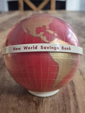 Globe Money Box Locked No Key New World Savings Bank Collectible Piggy Bank