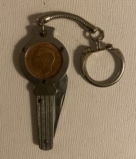 Vintage British 1947 Lucky Farthing King George V1  Wren 1/4d Keyring.