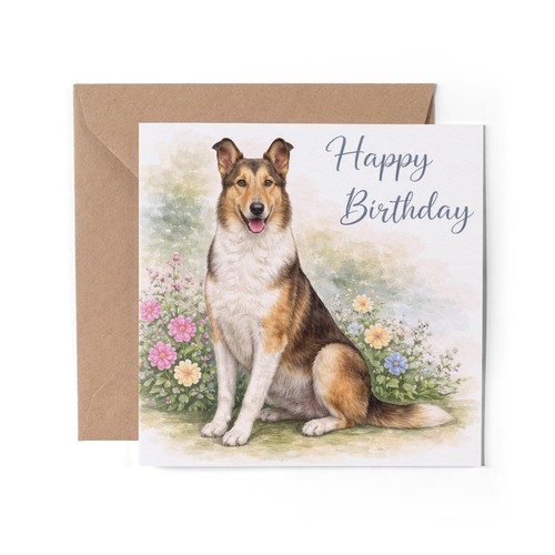 Smooth collie dog greeting - x,