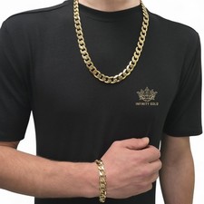 Mens 12mm Curb Set, 9ct Gold