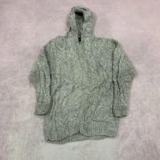 Vintage knitted hoodie Patterned zip chunky knit hoodie Women's S