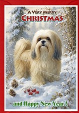 Lhasa Apso Dog Christmas Card  (4" x 6") - Blank inside - by Starprint