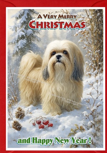 Lhasa apso dog christmas - christmas, card