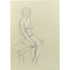 Stella Rash Artist's Studio Study Nude Female Model Life Drawing Pencil Sketch