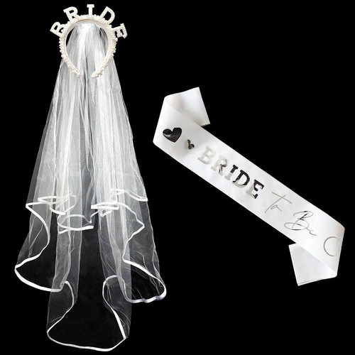 Pearl bride headband veil - pearl, and