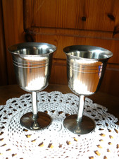2 x Vintage Stainless Steel Goblets