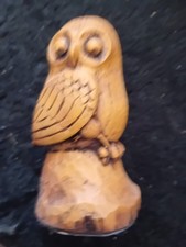 resin 10cm wooden owl  on log 