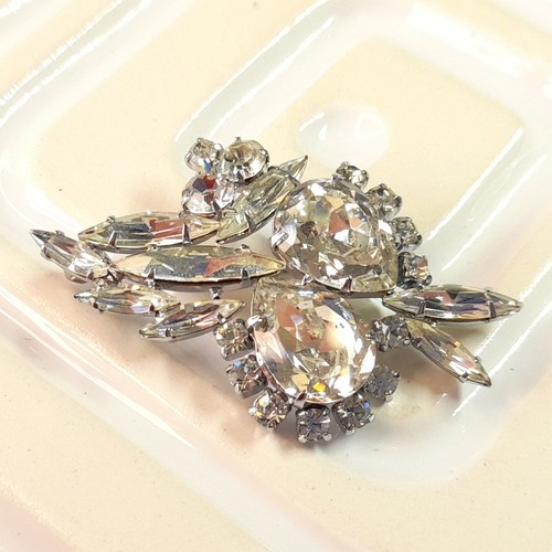 Vintage rhinestone brooch - rhinestone,