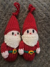 2 Handknitted Father Christmas