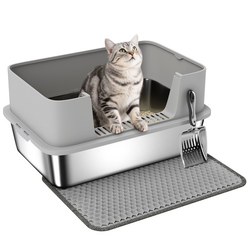 Pawhut stainless steel - stainless, litter