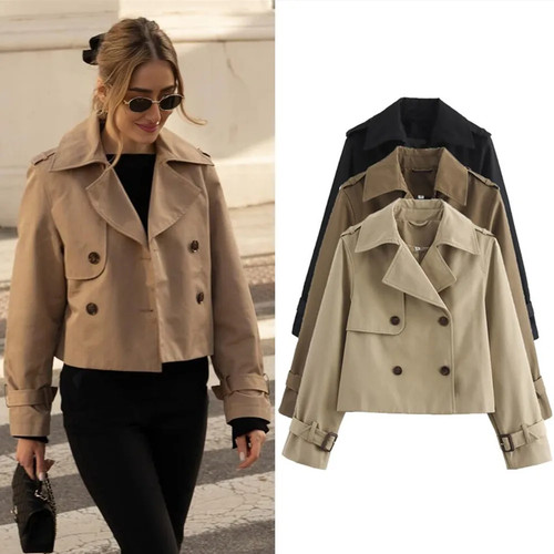 Women cropped trench jacket - trench,