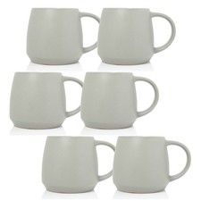 6pcs 320ml Essentials Matt Grey Stoneware Minimalist Mug Coffee Modern Basic Cup